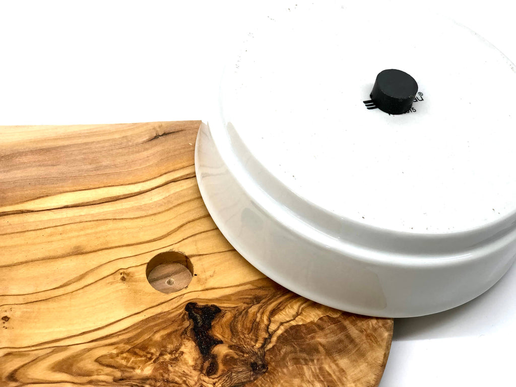 olivenholz-erleben - Futterstation RUSTY 2x 0,9 l Porzellanschale Futter + Wasser