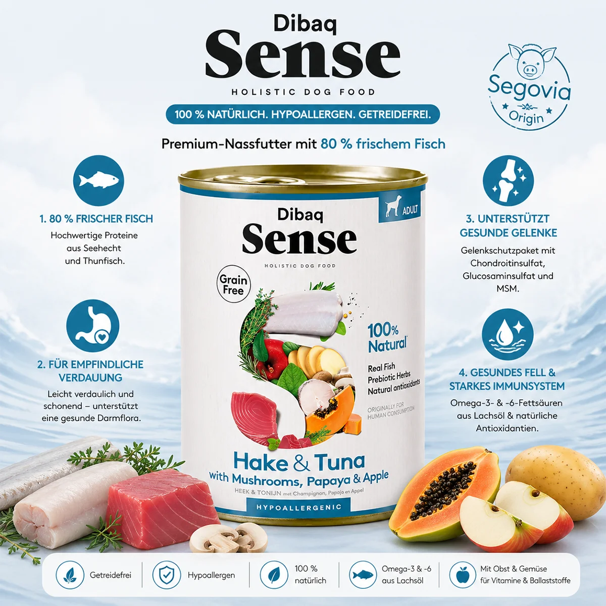 DIBAQ Sense getreidefrei Seehecht & Tuhnfisch 380g