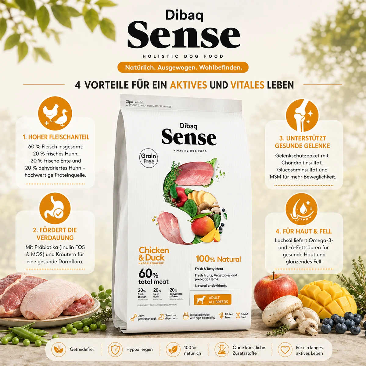 DIBAQ Sense getreidefrei Huhn & Ente