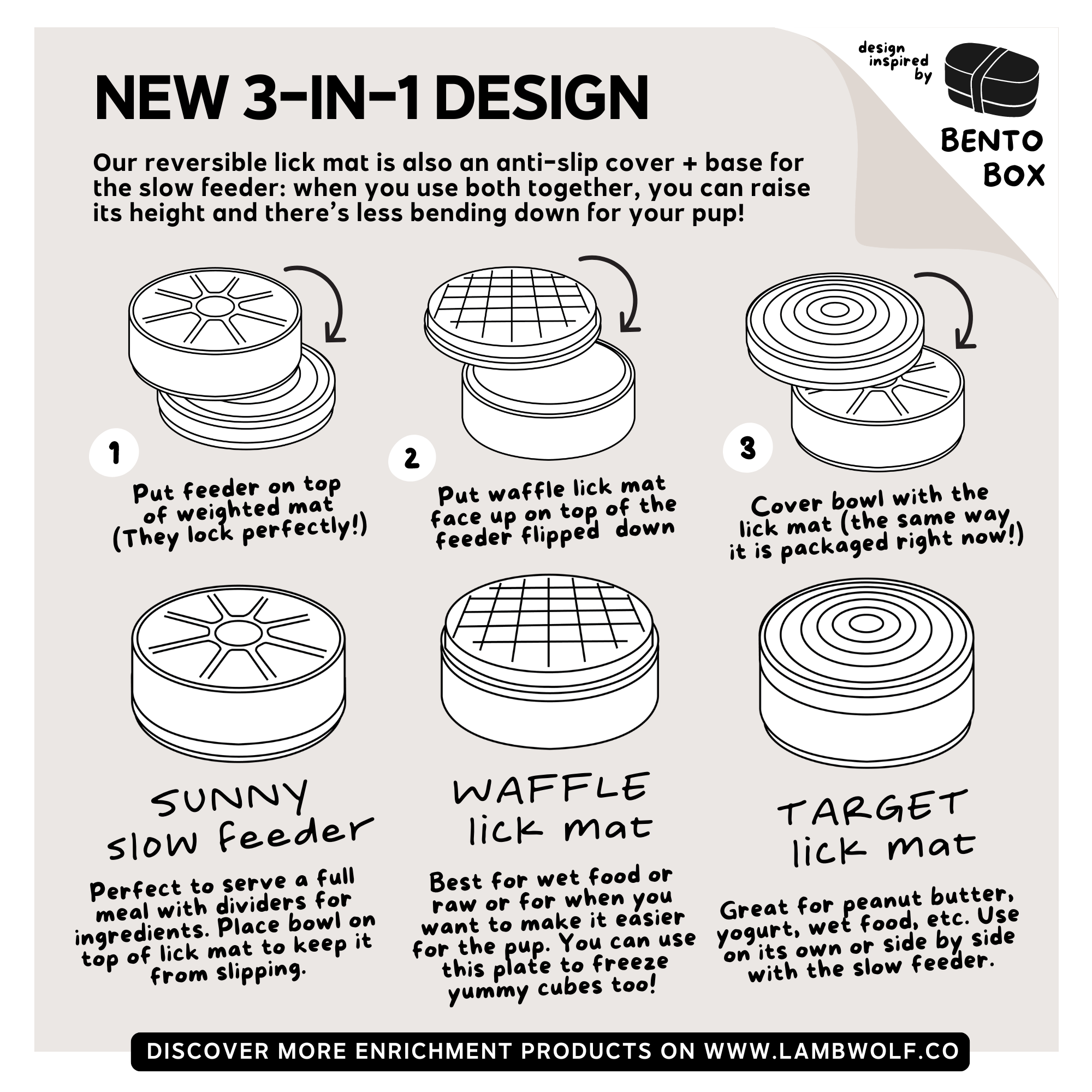 3-In-1-Bento Hundenapf, Schlecknapf