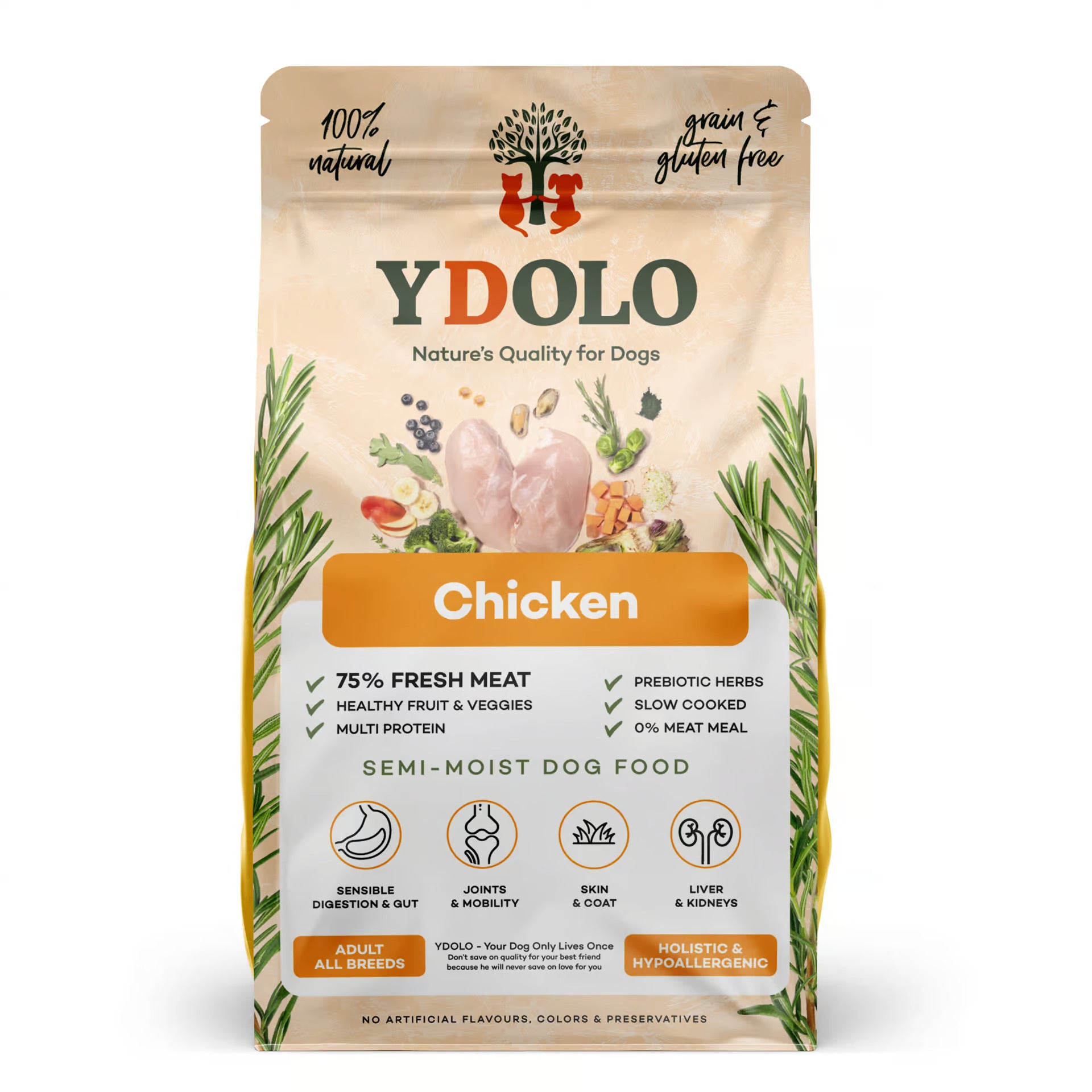 Ydolo Huhn halbfeuchtes Hundefutter 10kg