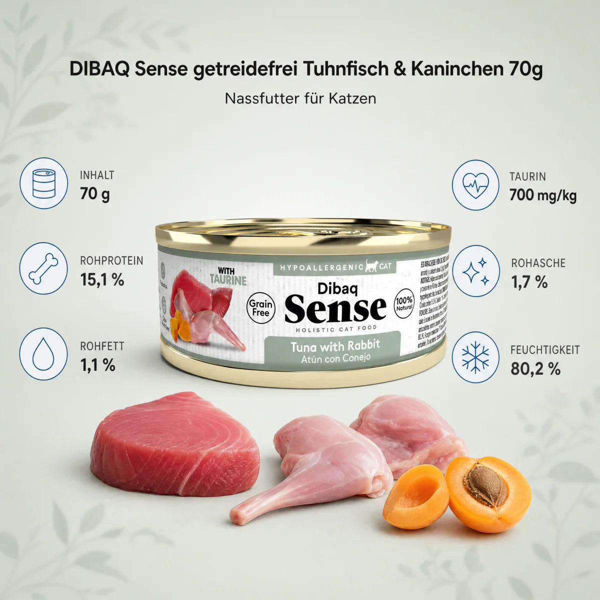 DIBAQ Sense getreidefrei Tuhnfisch & Kaninchen 70g - Nährwerte und Produktfakten auf einen Blick