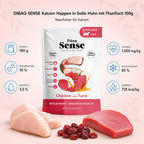 DIBAQ SENSE Katzen Happen in Soße Huhn mit Thunfisch 100g - Nährwerte und Produktfakten auf einen Blick